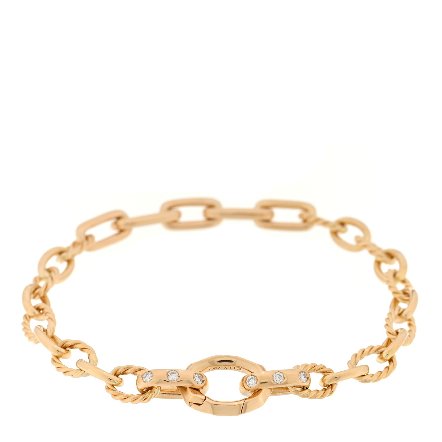 18K Yellow Gold Diamond Stax Link Chain Bracelet