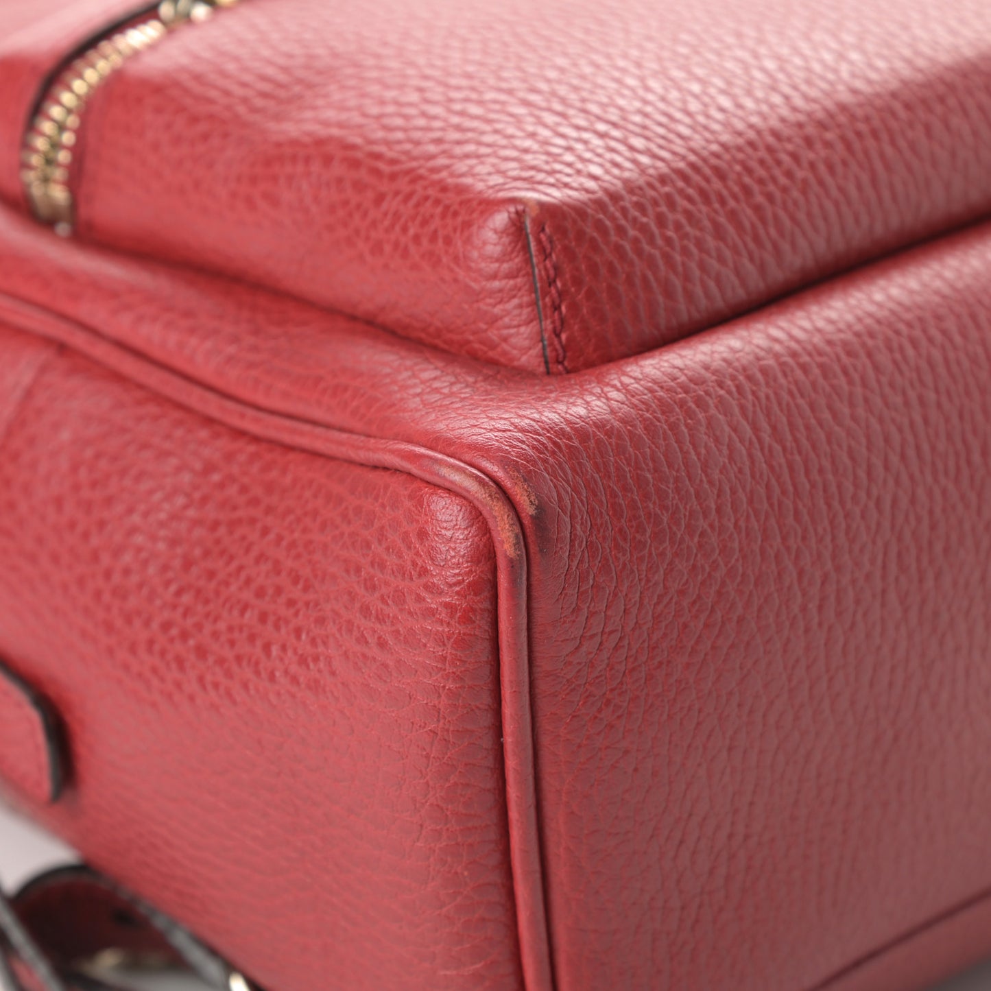 Pebbled Calfskin Soho Chain Backpack Hibiscus Red