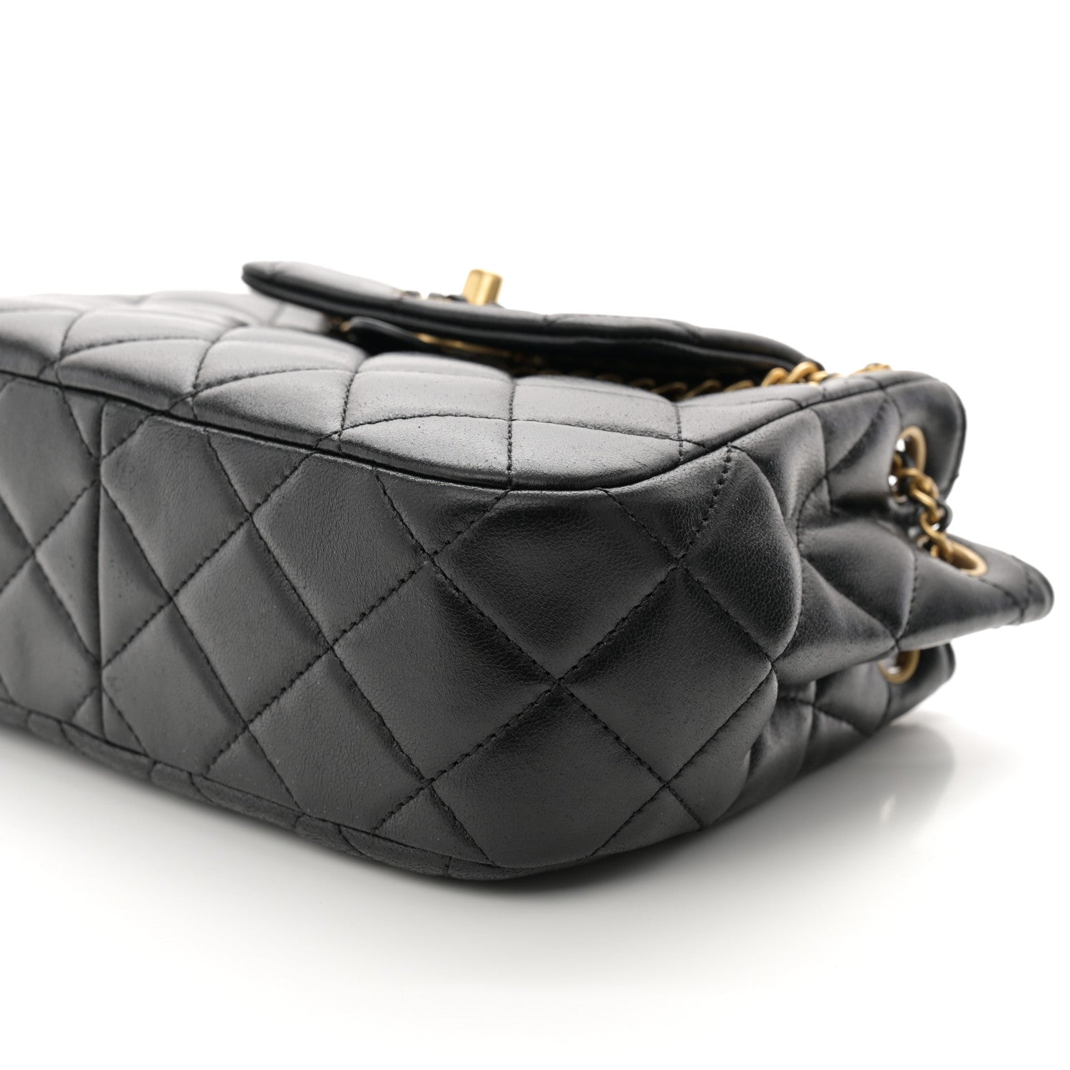 Chanel Lambskin Quilted Braided CC Accordion Flap Bag Black 10 of 11