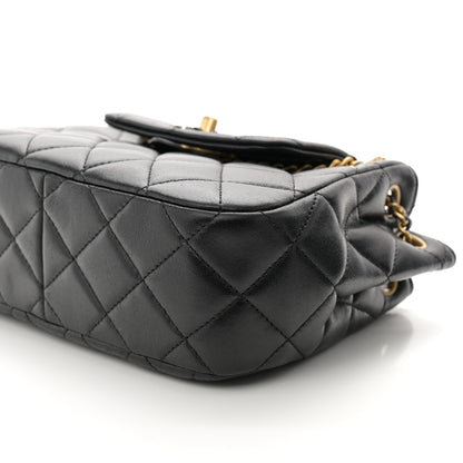 Chanel Lambskin Quilted Braided CC Accordion Flap Bag Black 10 of 11
