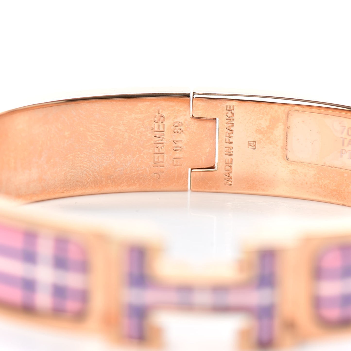 Enamel Narrow Clic Clac H Tartan Bracelet PM Pink Delirium