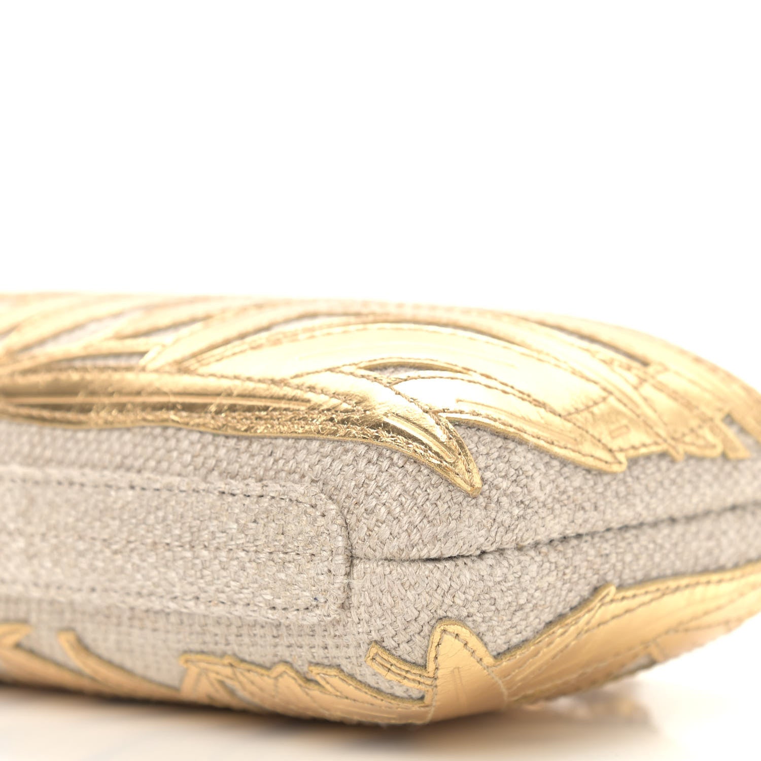 Chanel Pleated Toile Embroidered Lambskin Evening In Greece Clutch Gold 6 of 9
