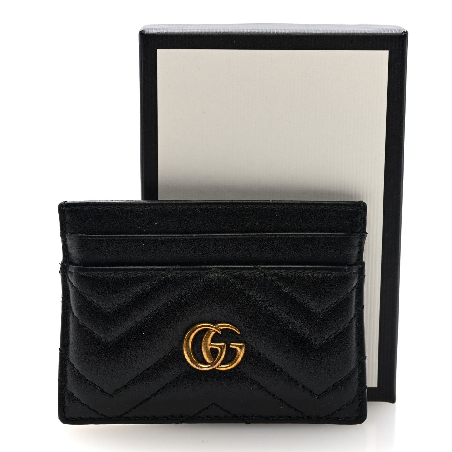 Calfskin Matelasse GG Marmont Card Holder Black