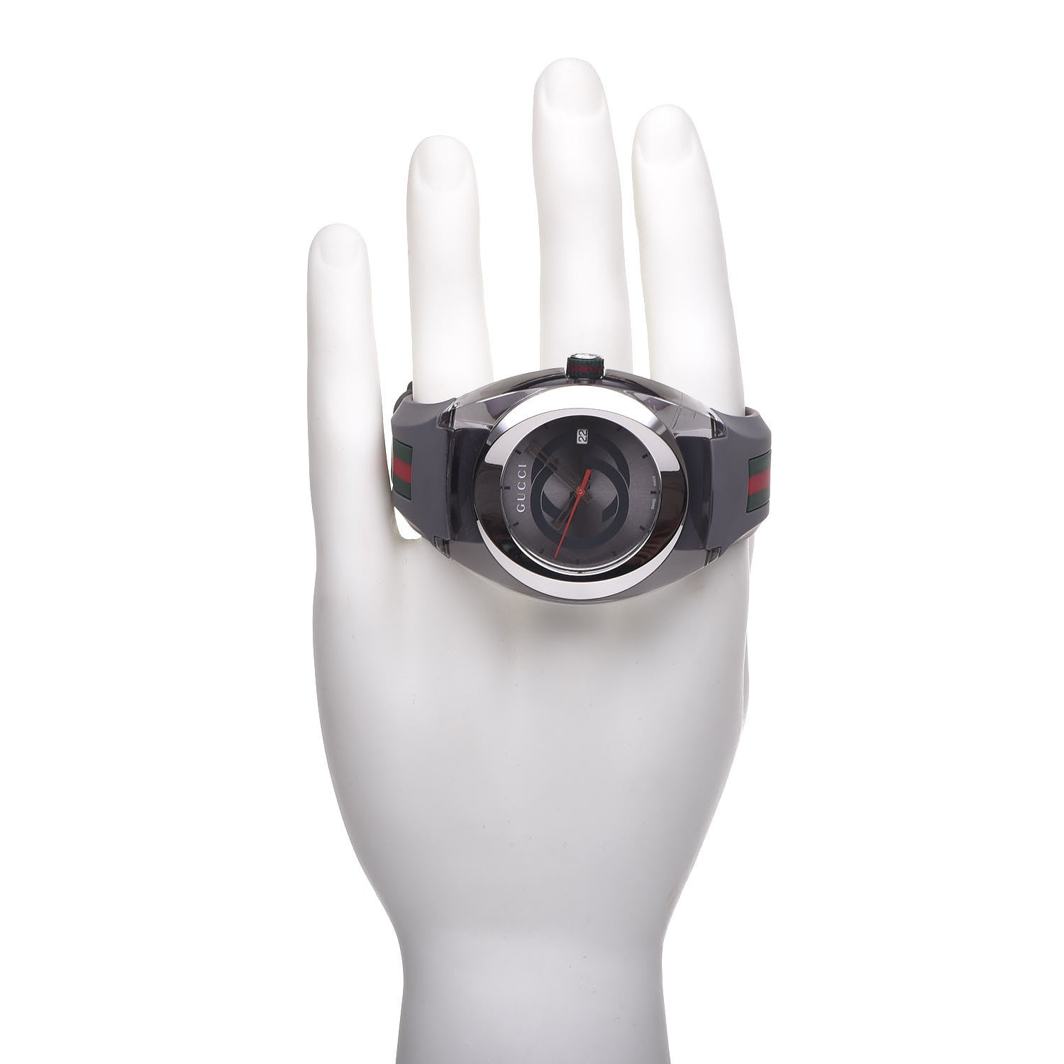 Gucci Stainless Steel Rubber 46mm Sync Web Quartz Watch Grey 2 of 7