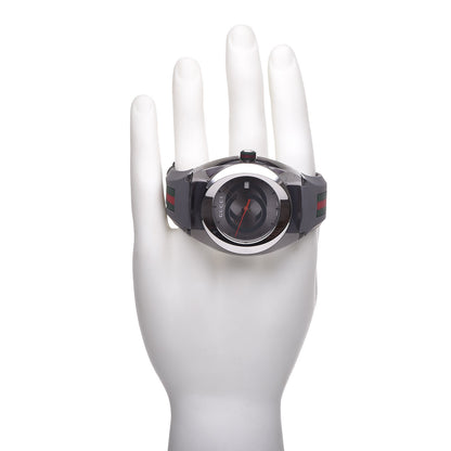 Gucci Stainless Steel Rubber 46mm Sync Web Quartz Watch Grey 2 of 7