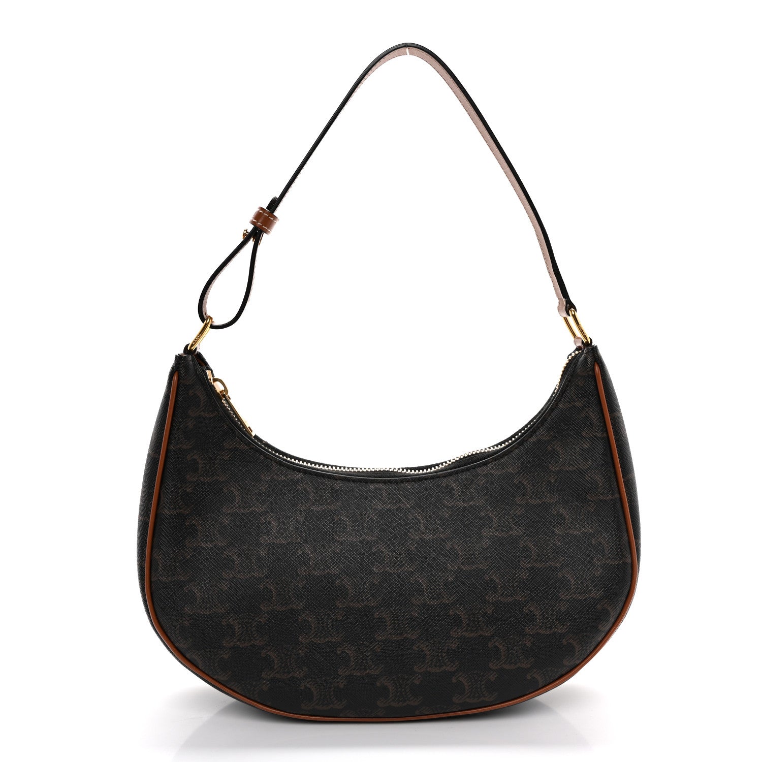 Celine Triomphe Canvas Calfskin Ava Shoulder Bag Tan 1 of 10
