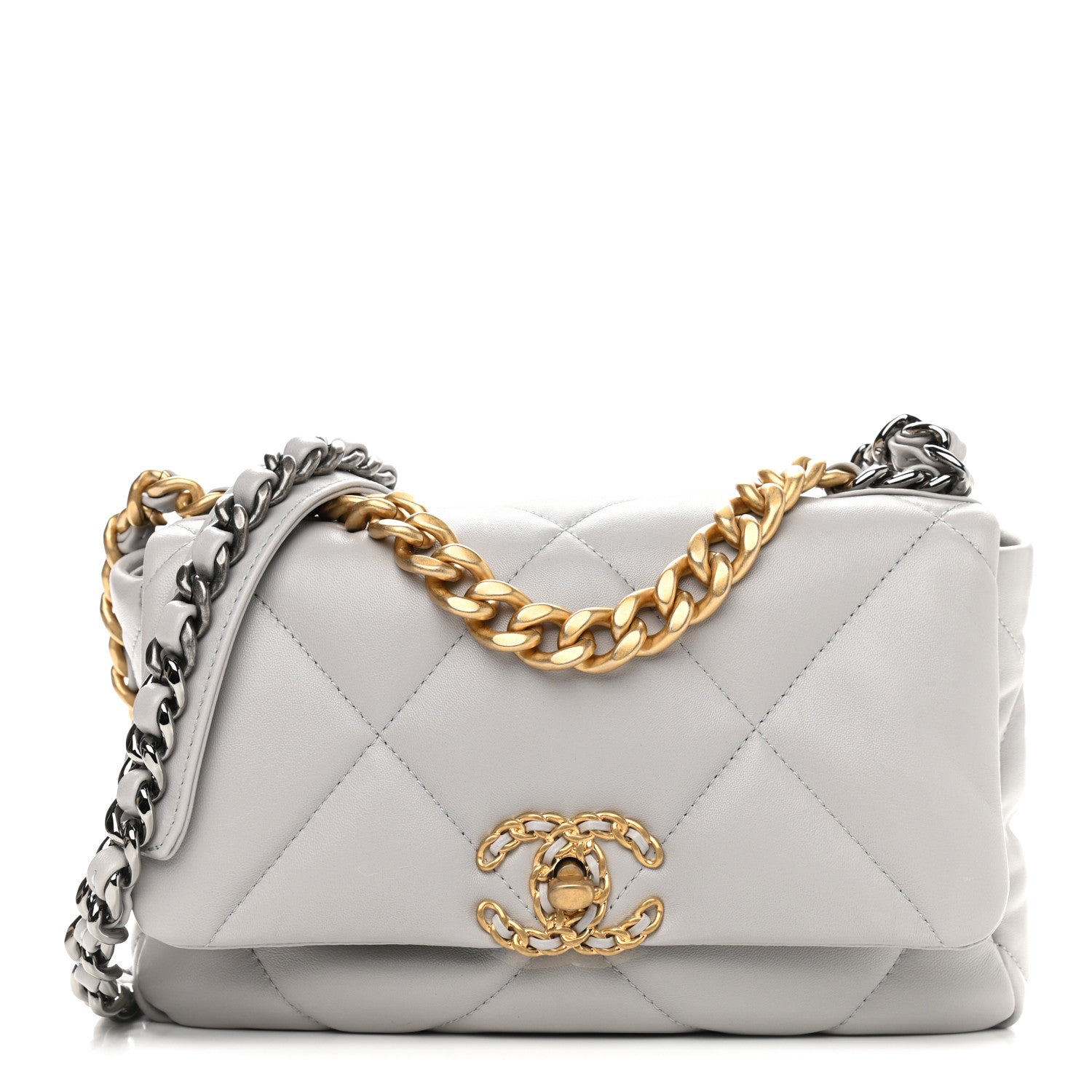 Chanel Lambskin Quilted Medium Chanel 19 Flap Grey 1 of 9