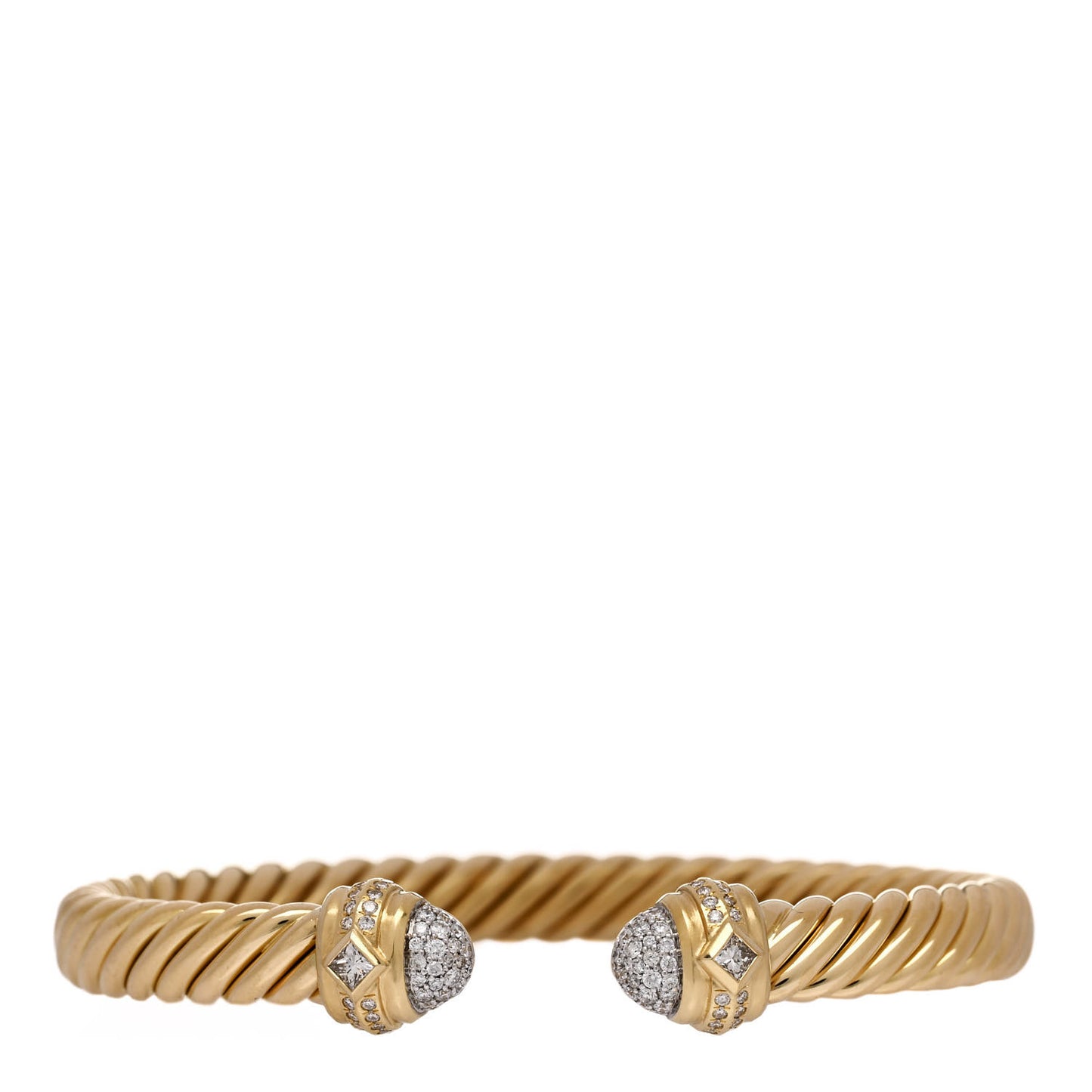 18K Yellow Gold Diamond 7mm Pave Renaissance Oval Cablespira Bracelet