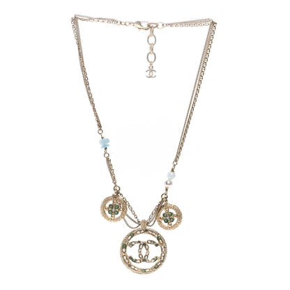 Chanel Bead Pearl CC Medallion Necklace Gold 5 of 14