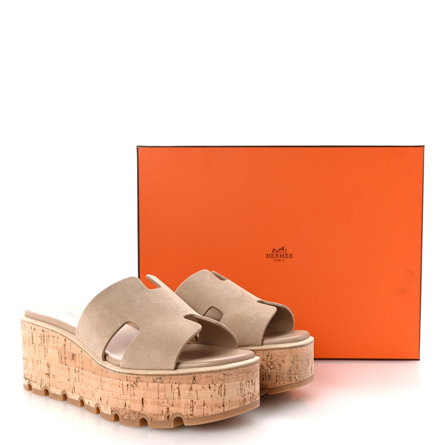 Suede Goatskin Cork Eze 30 Sandals 38 Beige Argile