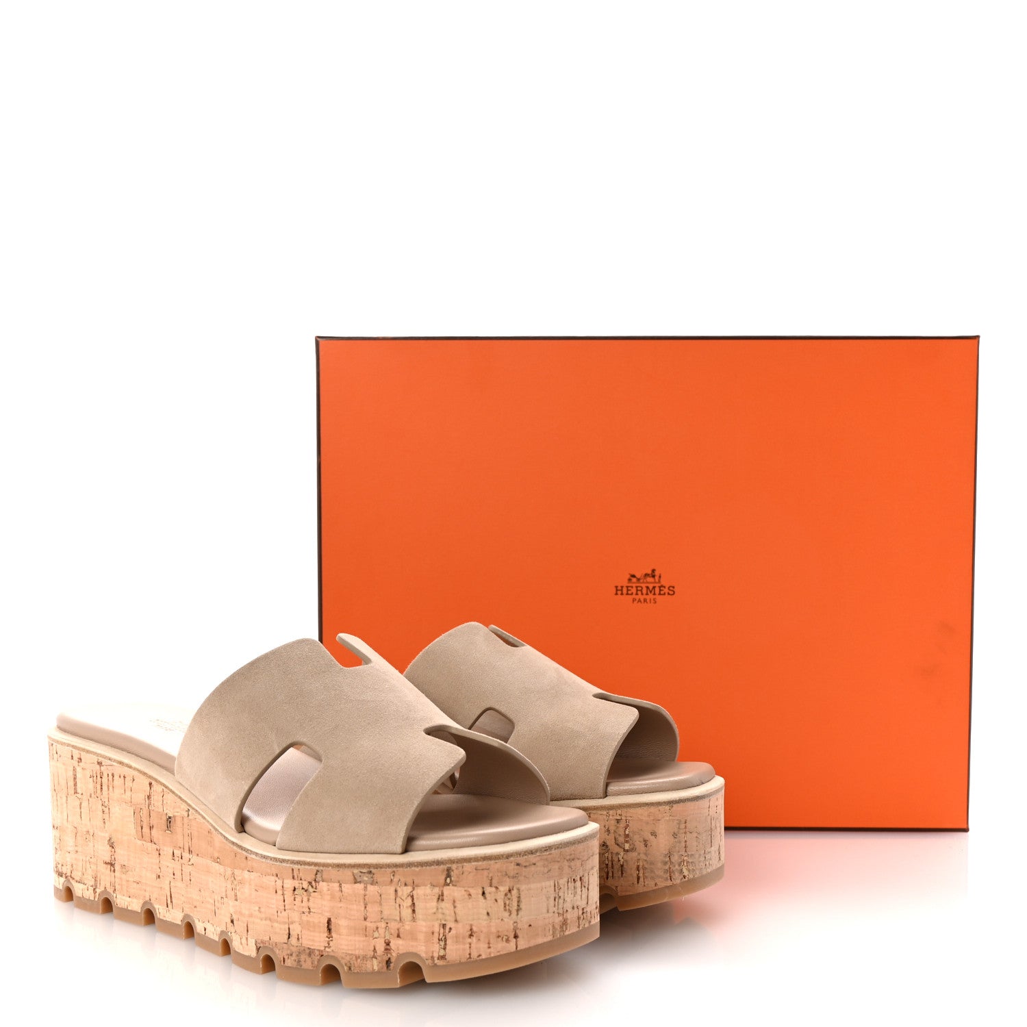 Hermes Suede Goatskin Cork Eze 30 Sandals 38 Beige Argile 10 of 10
