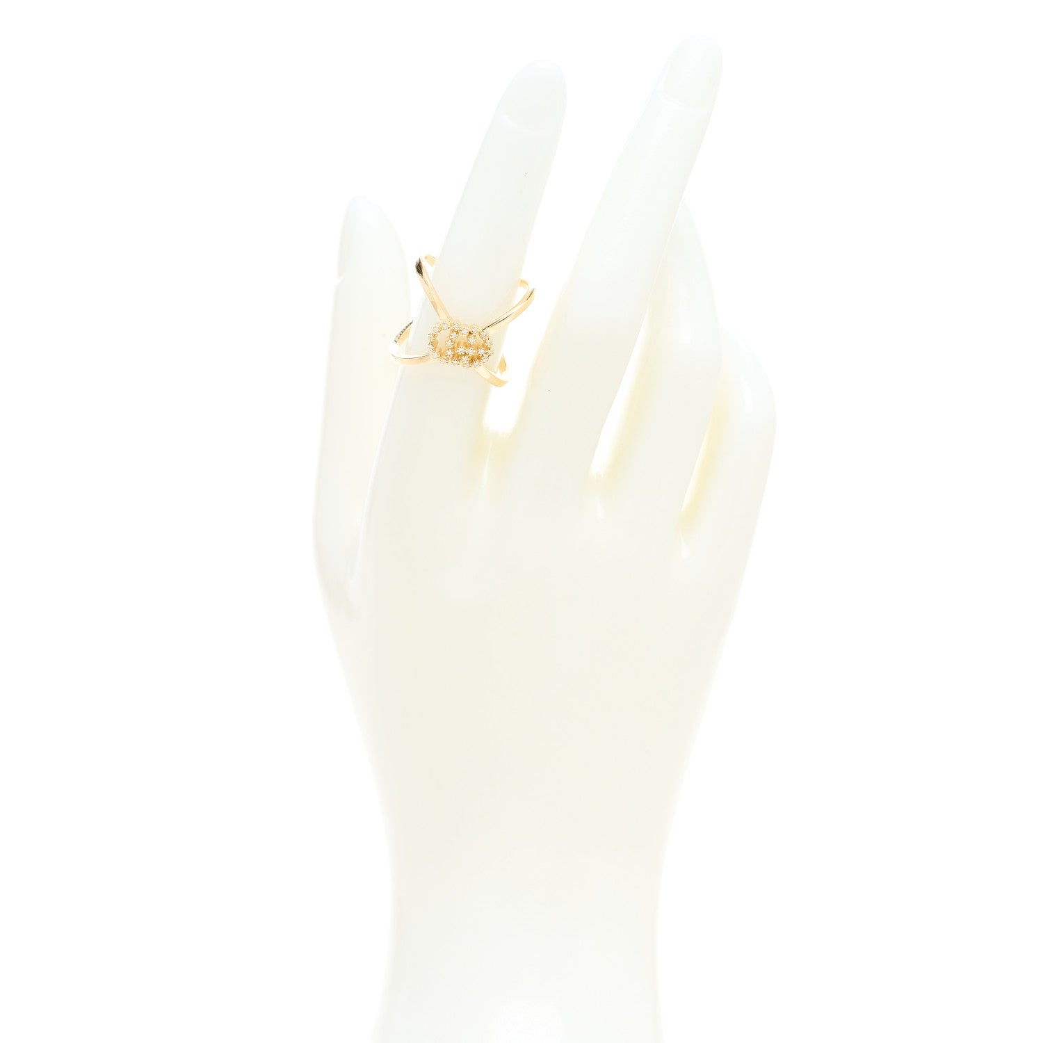 Gucci 18K Yellow Gold Diamond Running G Cross Ring 53 6.5 2 of 5