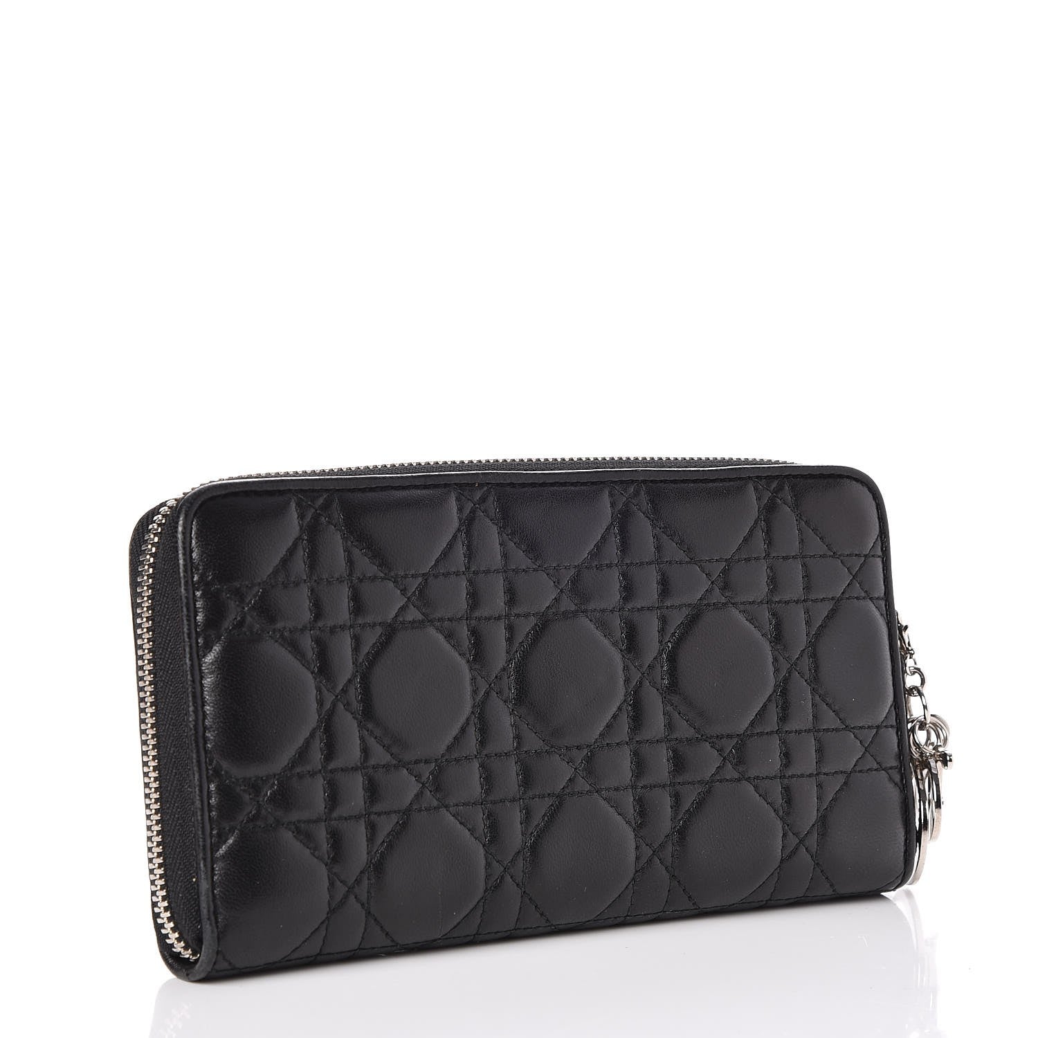 Christian Dior Lambskin Cannage Voyageur Wallet Black 3 of 7