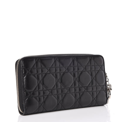 Christian Dior Lambskin Cannage Voyageur Wallet Black 3 of 7