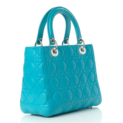 Christian Dior Lambskin Cannage Medium Lady Dior Turquoise 3 of 18