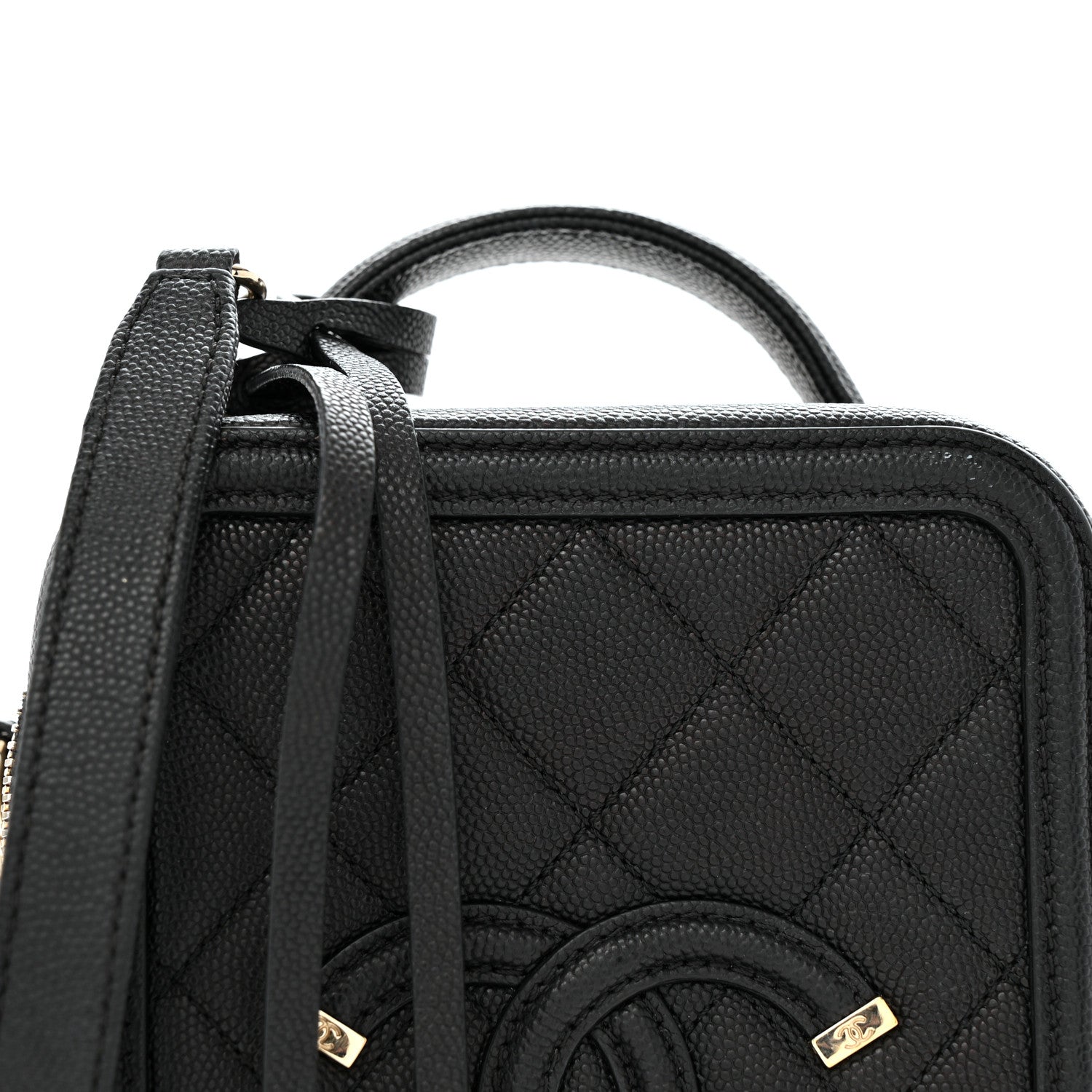 Chanel Caviar Quilted CC North South Filigree Vanity Case Black 8 of 13