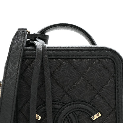 Chanel Caviar Quilted CC North South Filigree Vanity Case Black 8 of 13