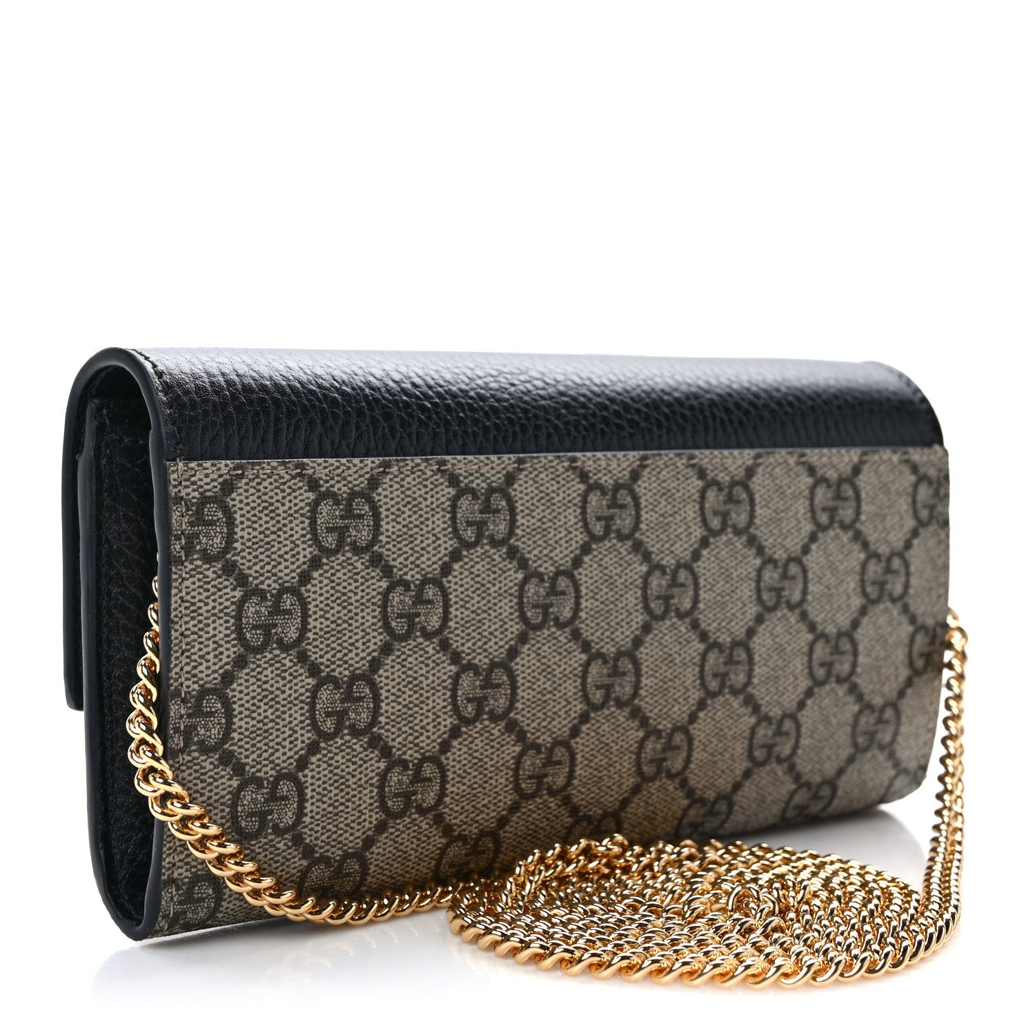 Gucci Dollar Calfskin GG Supreme Monogram Petite GG Marmont Wallet Chain Bag Black Beige Ebony 3 of 11