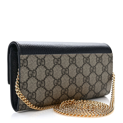 Gucci Dollar Calfskin GG Supreme Monogram Petite GG Marmont Wallet Chain Bag Black Beige Ebony 3 of 11