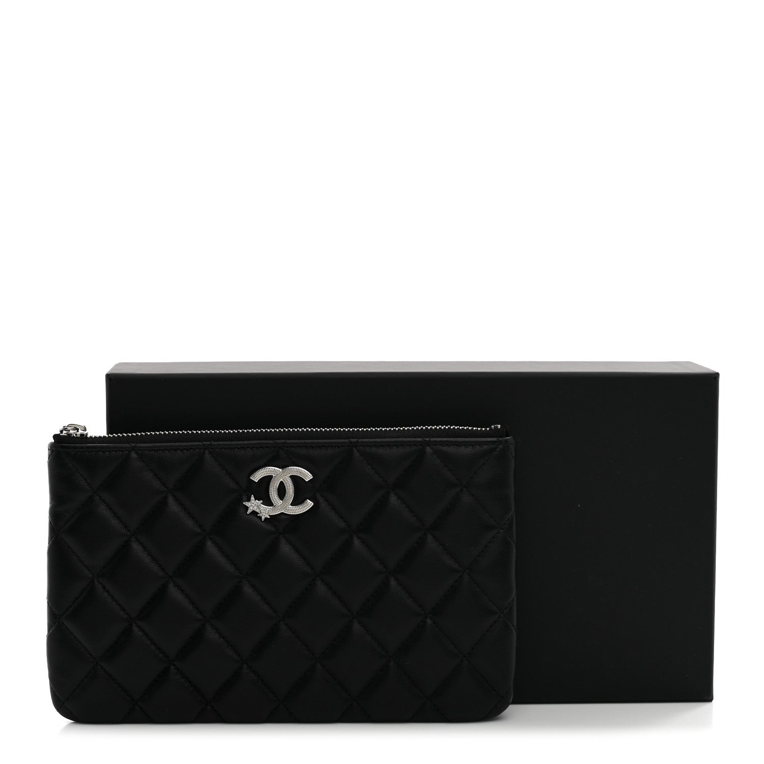 Chanel Lambskin Quilted Crystal Star Cosmetic Case Black 8 of 8