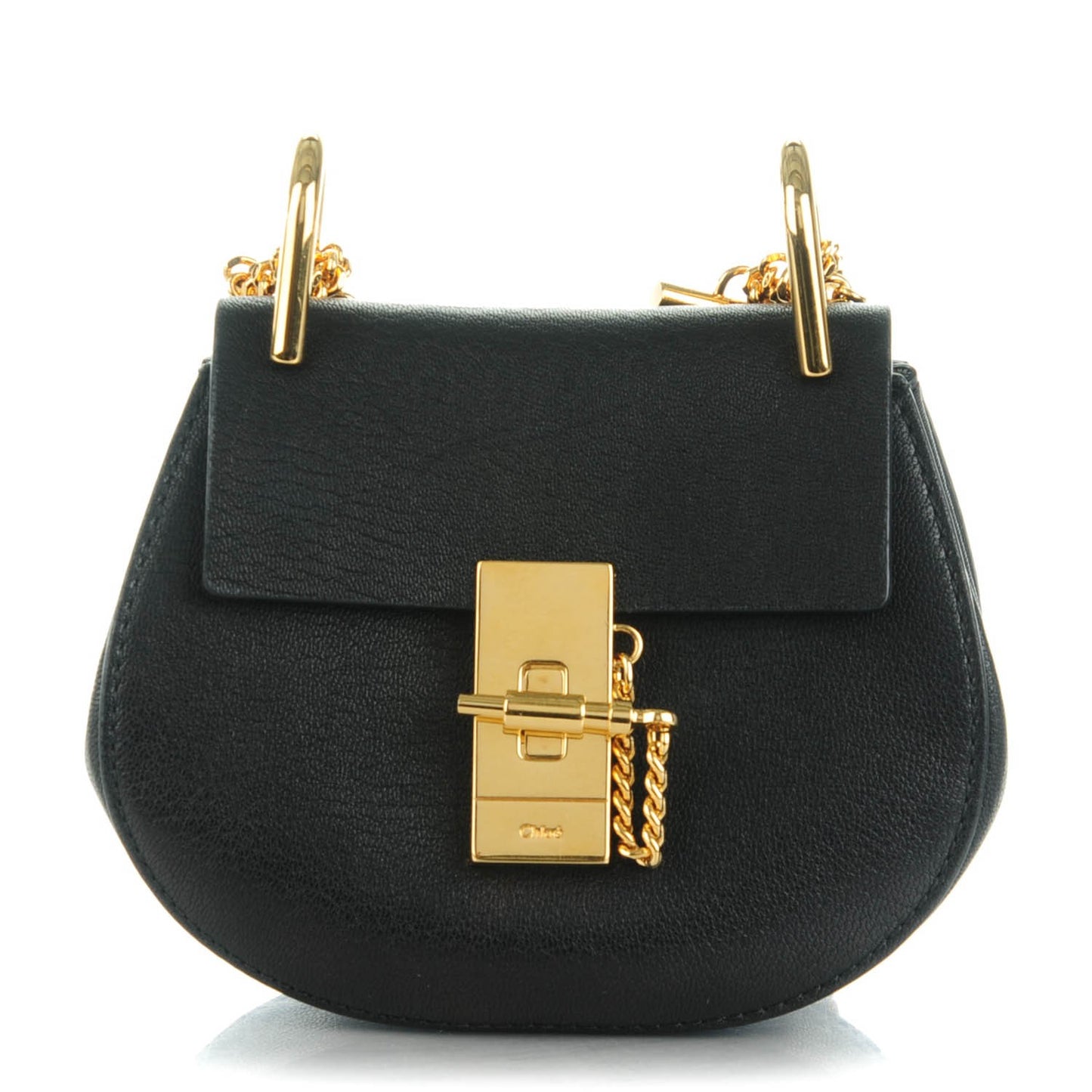 Grained Lambskin Nano Drew Shoulder Bag Black