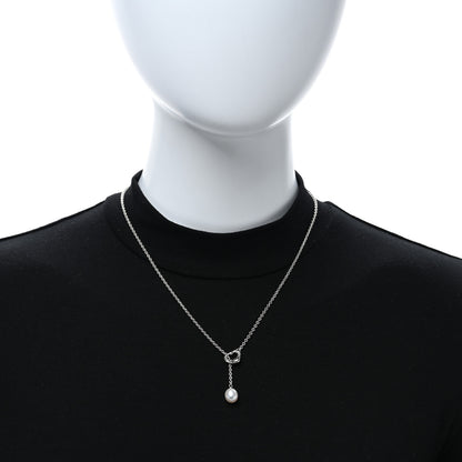 Tiffany Sterling Silver Pearl 7.5-8mm Elsa Peretti Open Heart Lariat Necklace 3 of 5