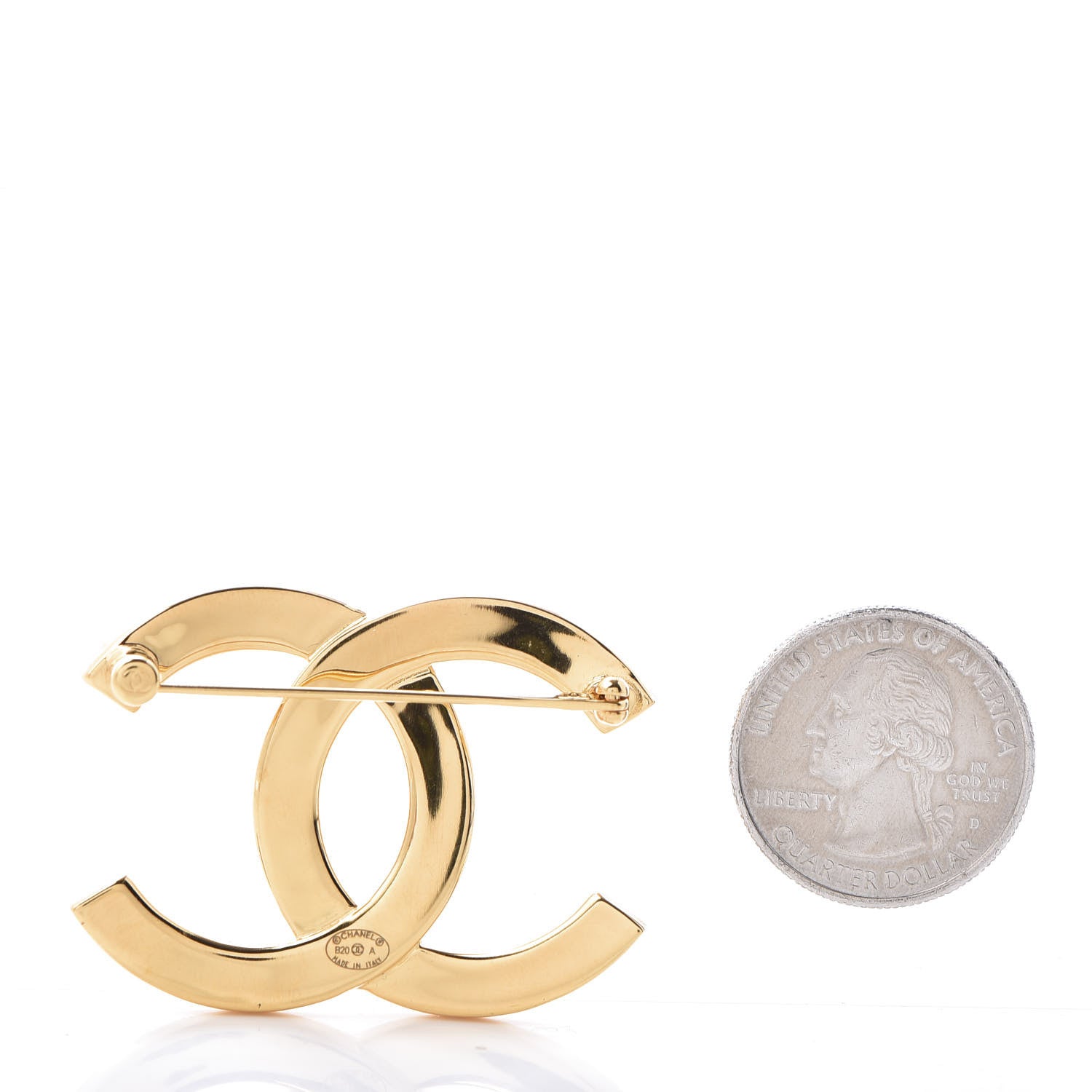 Chanel Metal Paris Button CC Large Brooch Gold 2 of 4