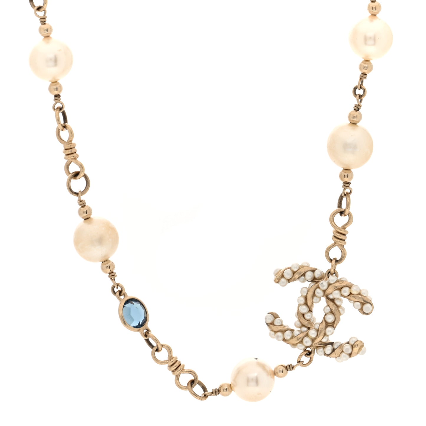 Crystal Pearl CC Choker Necklace Gold Multicolor