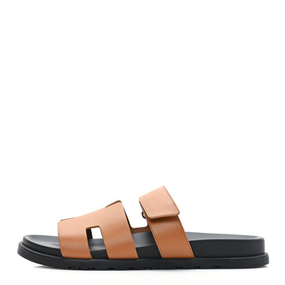 Hermes Calfskin Mens Chypre Sandals 42.5 Naturel 1 of 9