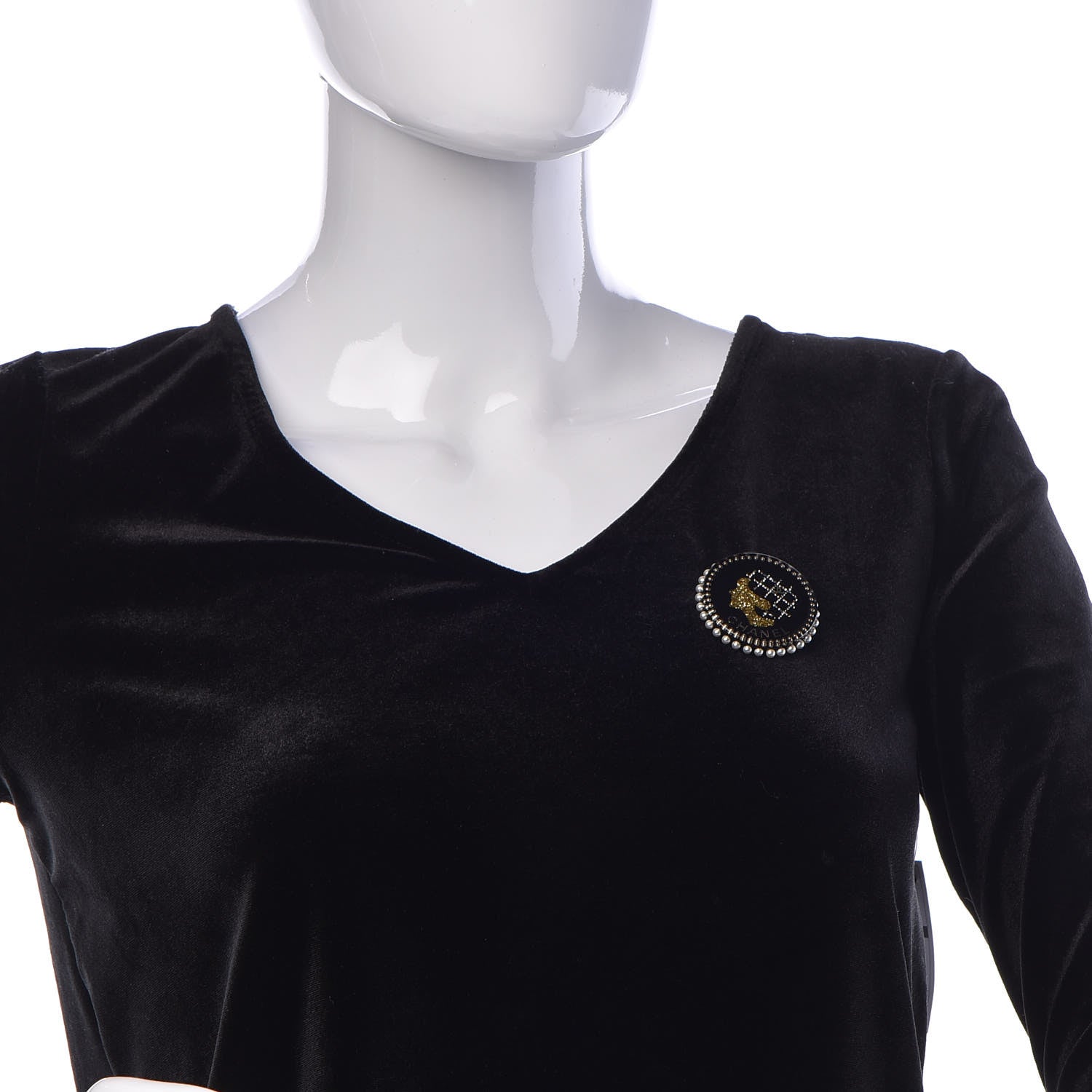 Chanel Resin Crystal Pearl CC Pin Brooch Black Gold 2 of 6
