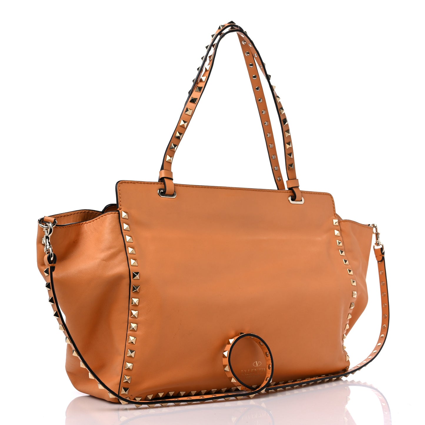 Vitello Medium Rockstud Tote Orange Fluo