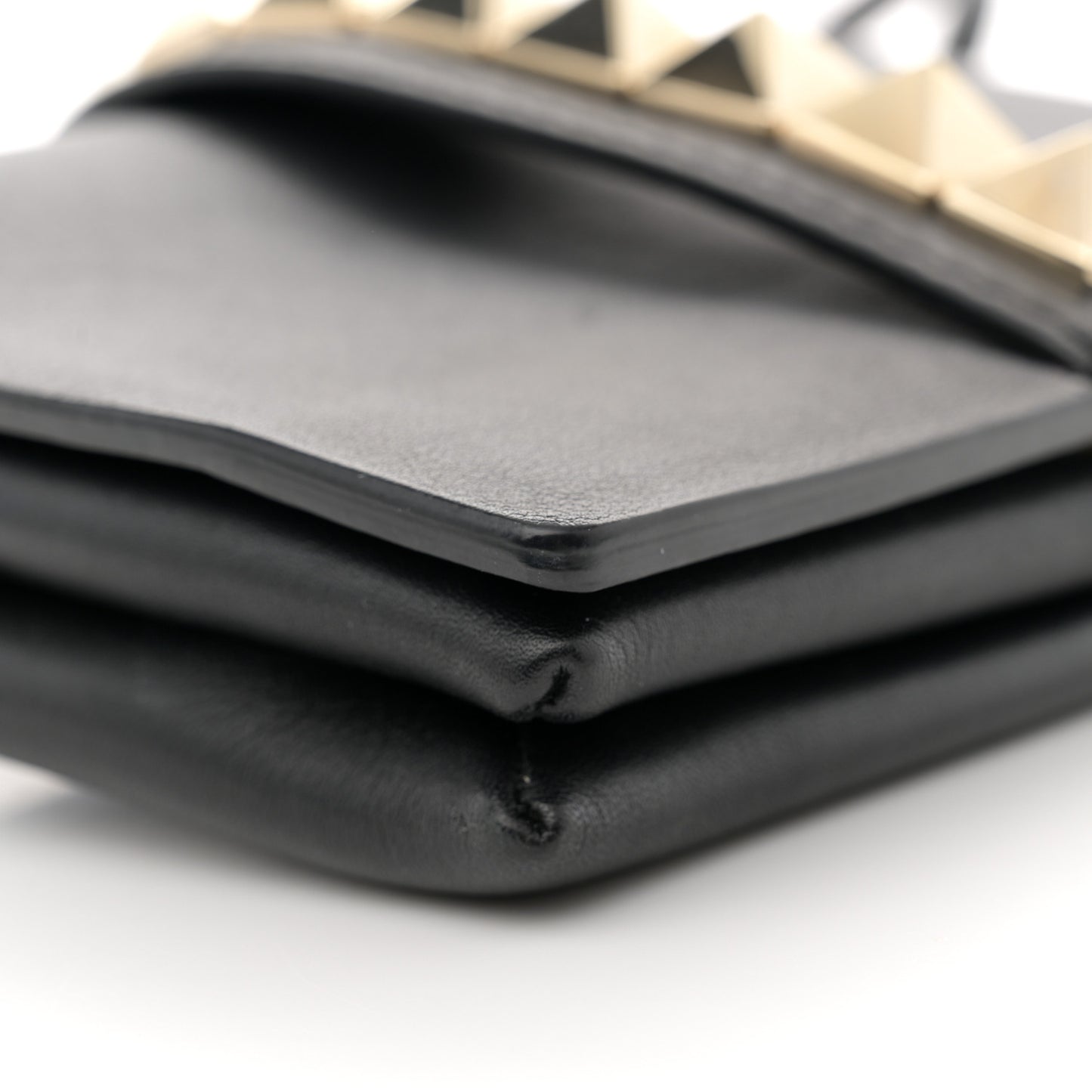 Vitello Rockstud Flap Wallet On Strap Black