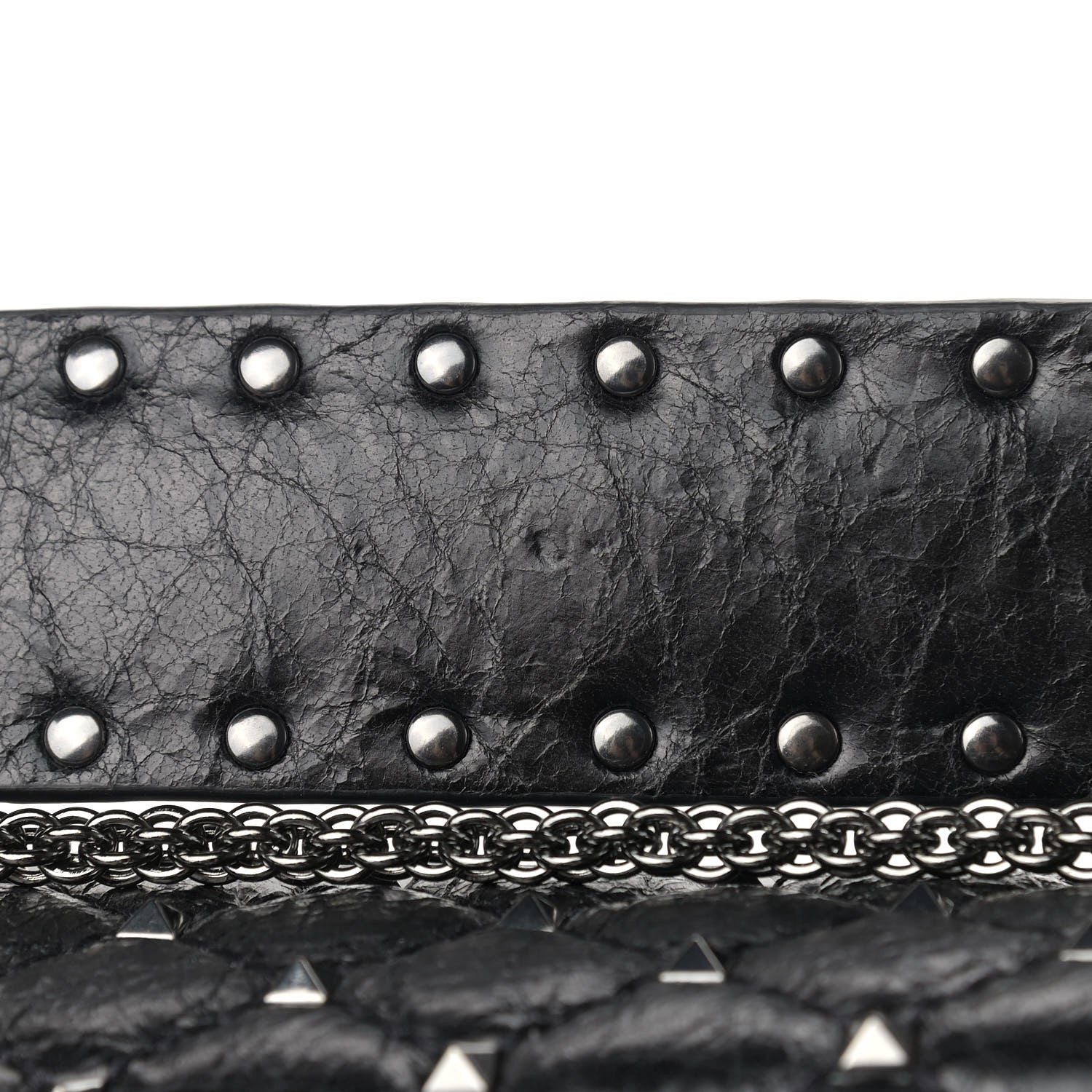 Valentino Garavani Craquele Nappa Large Rockstud Spike Shoulder Bag Black 10 of 11