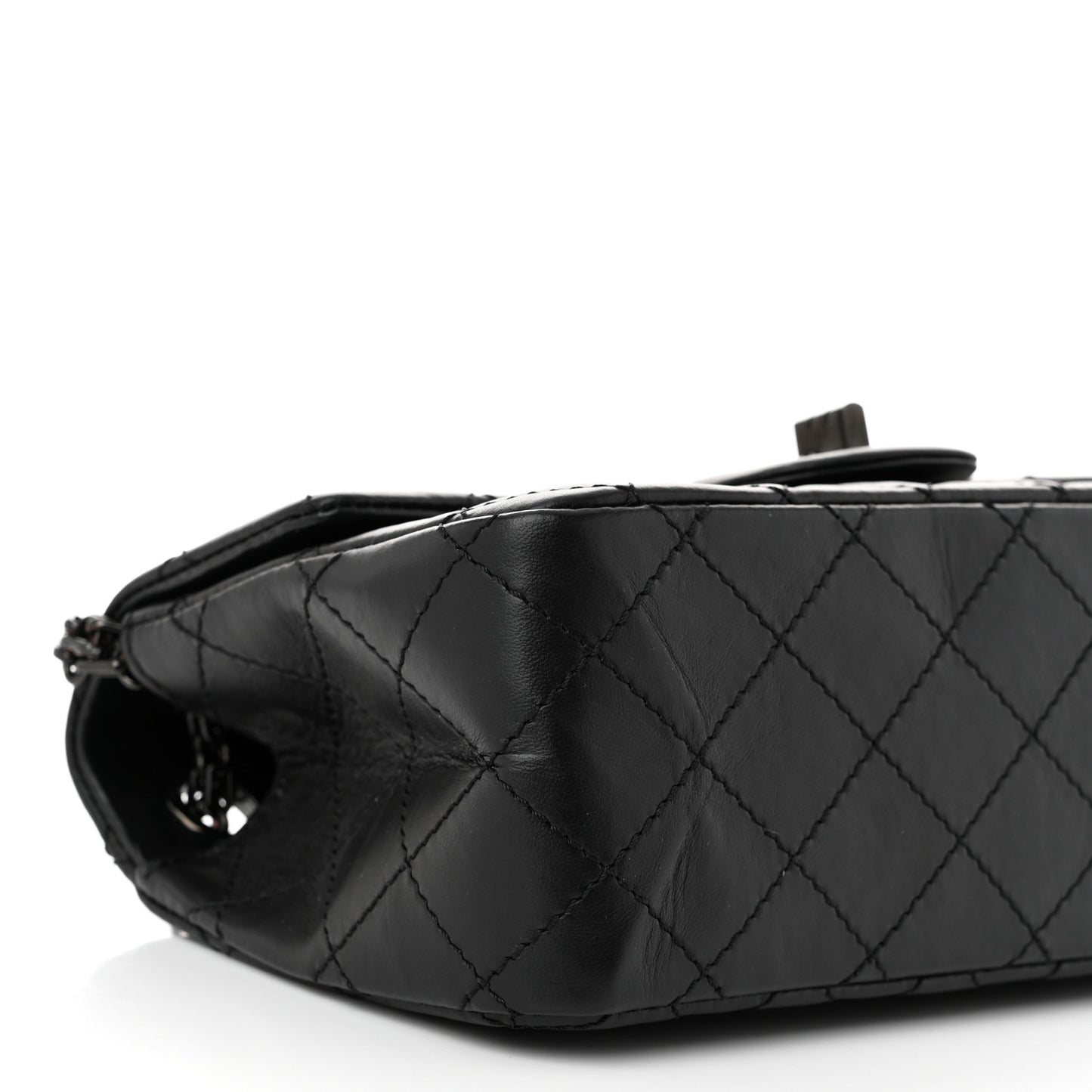 Aged Calfskin Quilted 2.55 Reissue Mini Flap So Black