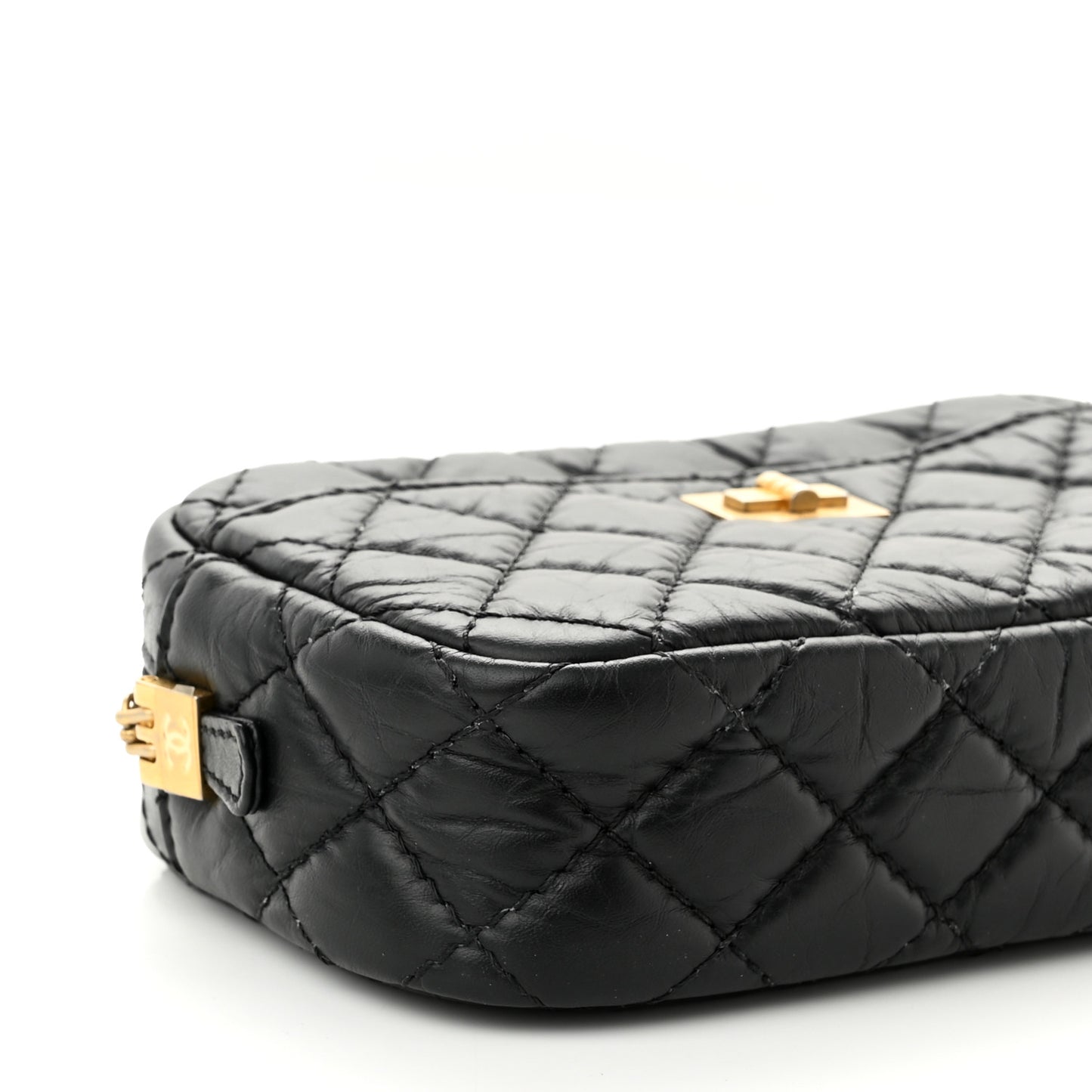Aged Calfskin Quilted Mini Reissue Camera Case Black