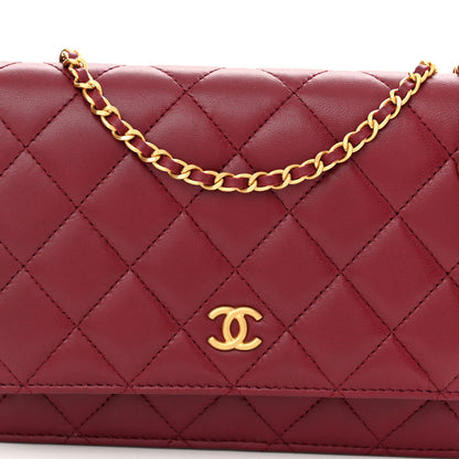 Chanel Lambskin Resin Quilted Coco Hearts Wallet On Chain WOC Burgundy 8 of 12