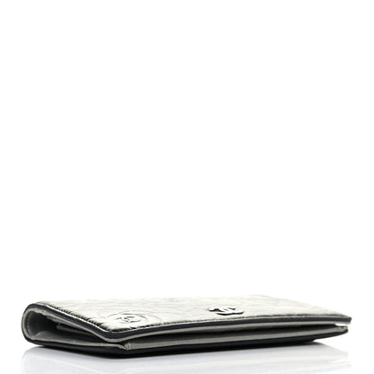 Chanel Lambskin Camellia Embossed Yen Wallet Black 8 of 16