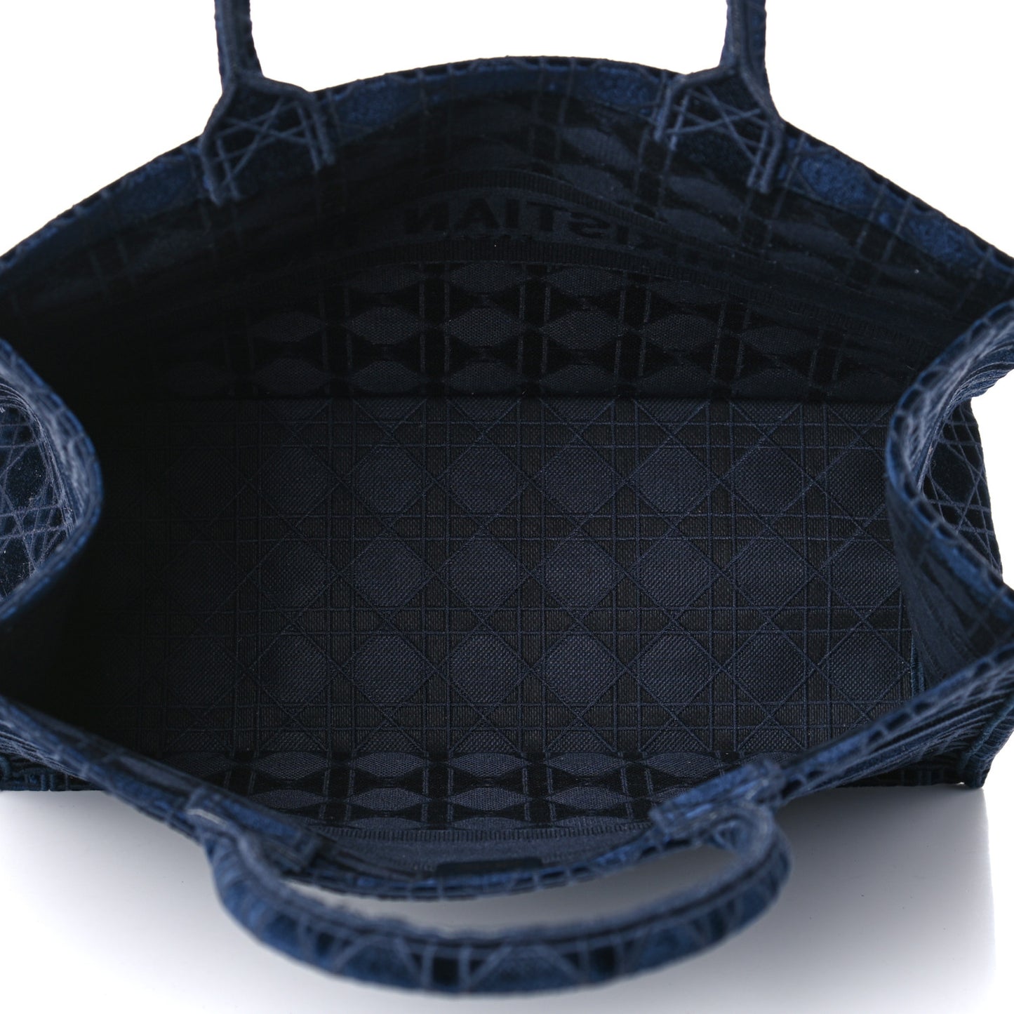 Velvet Cannage Large Book Tote Navy Blue