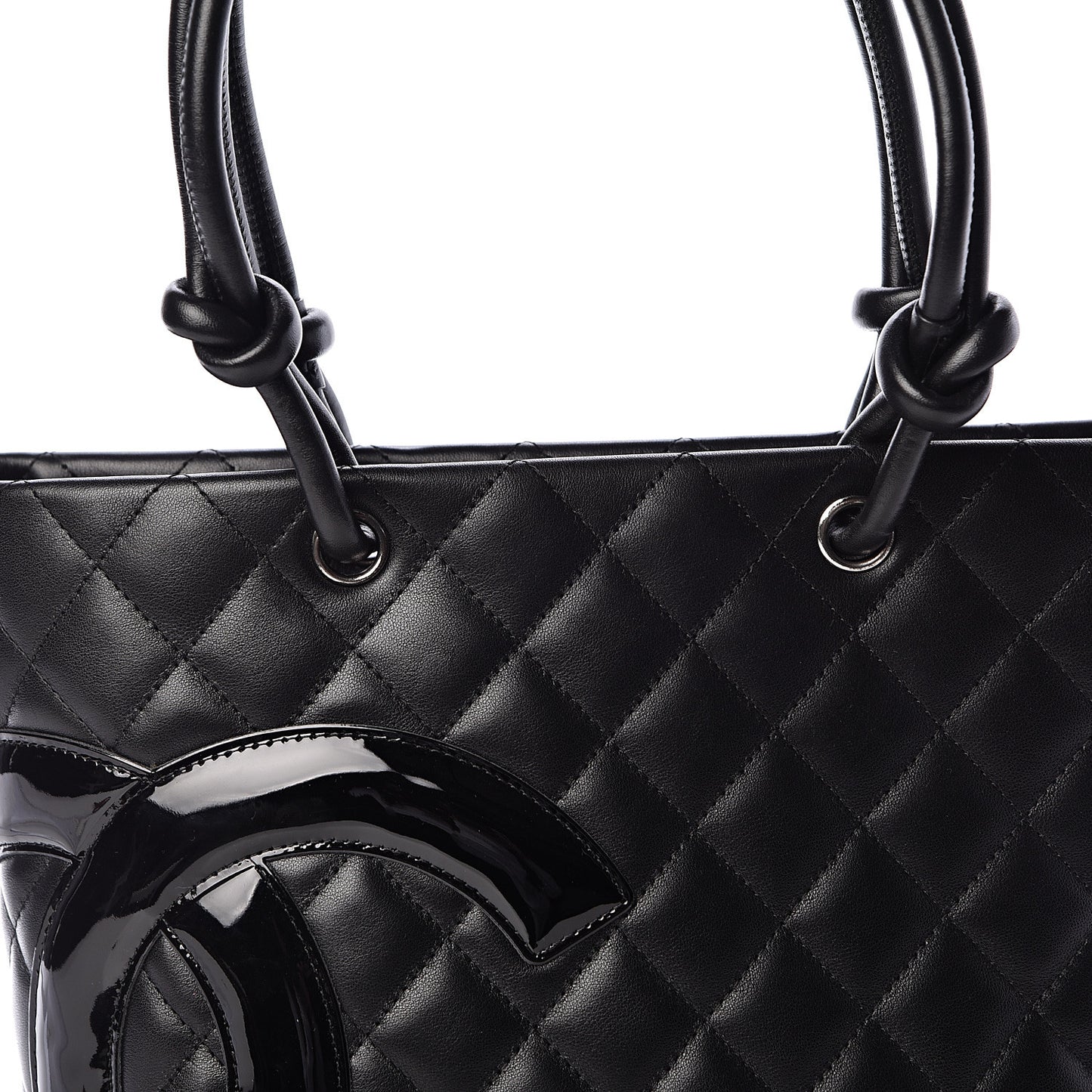 Calfskin Quilted Medium Cambon Tote Black