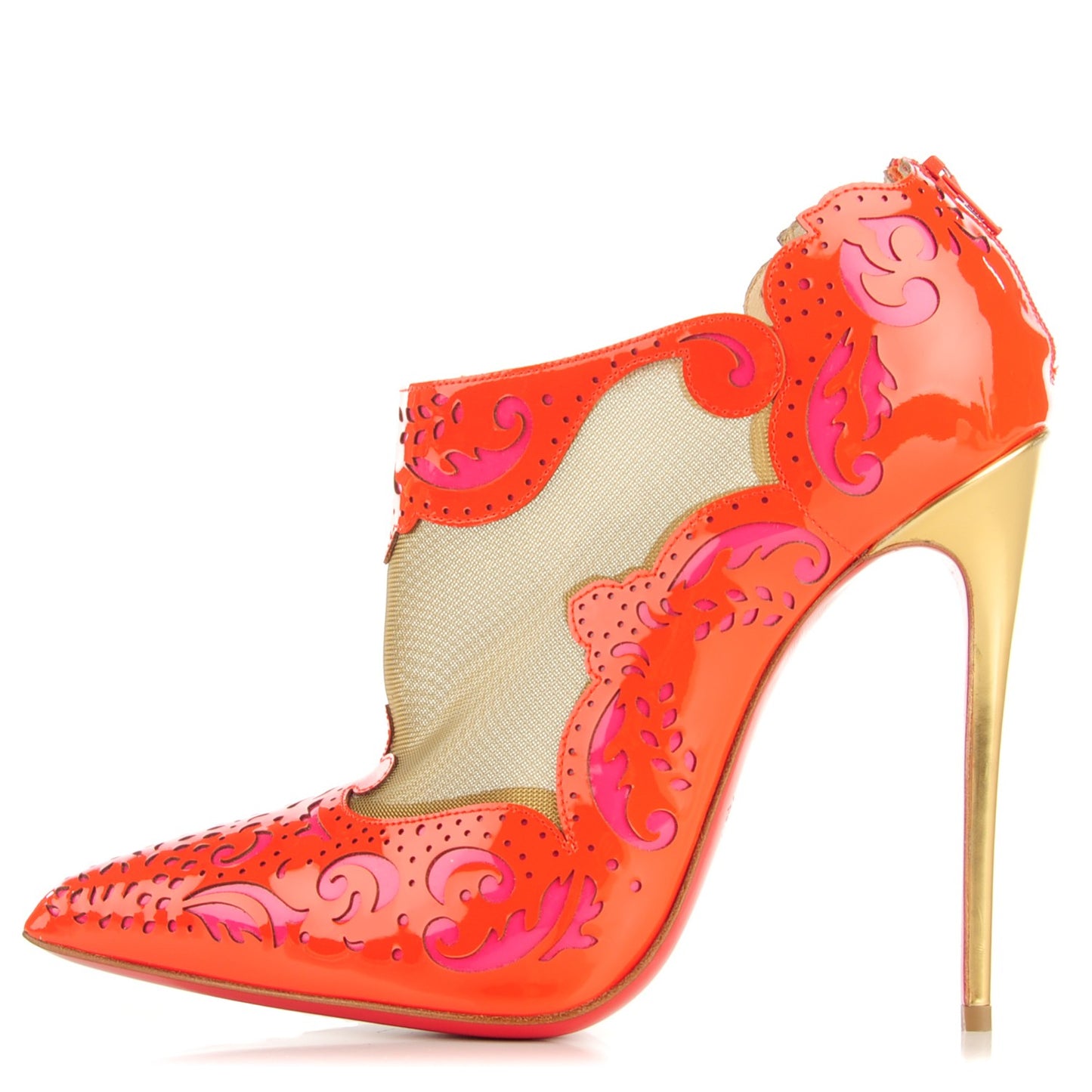 Patent Mesh Lasercut Mandolina 120 Booties 38.5 Red