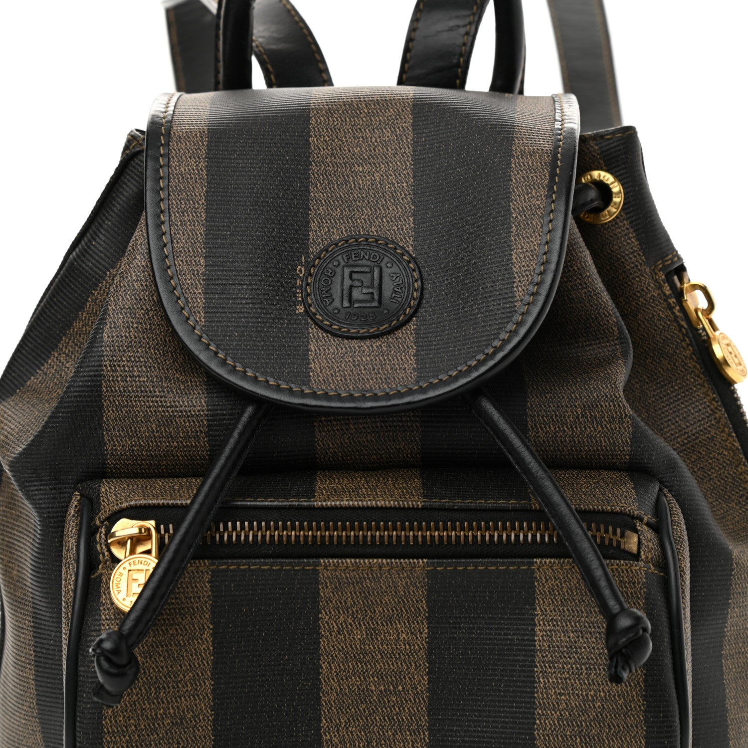 Fendi Coated Canvas Pequin Drawstring Backpack Tobacco 7 of 11