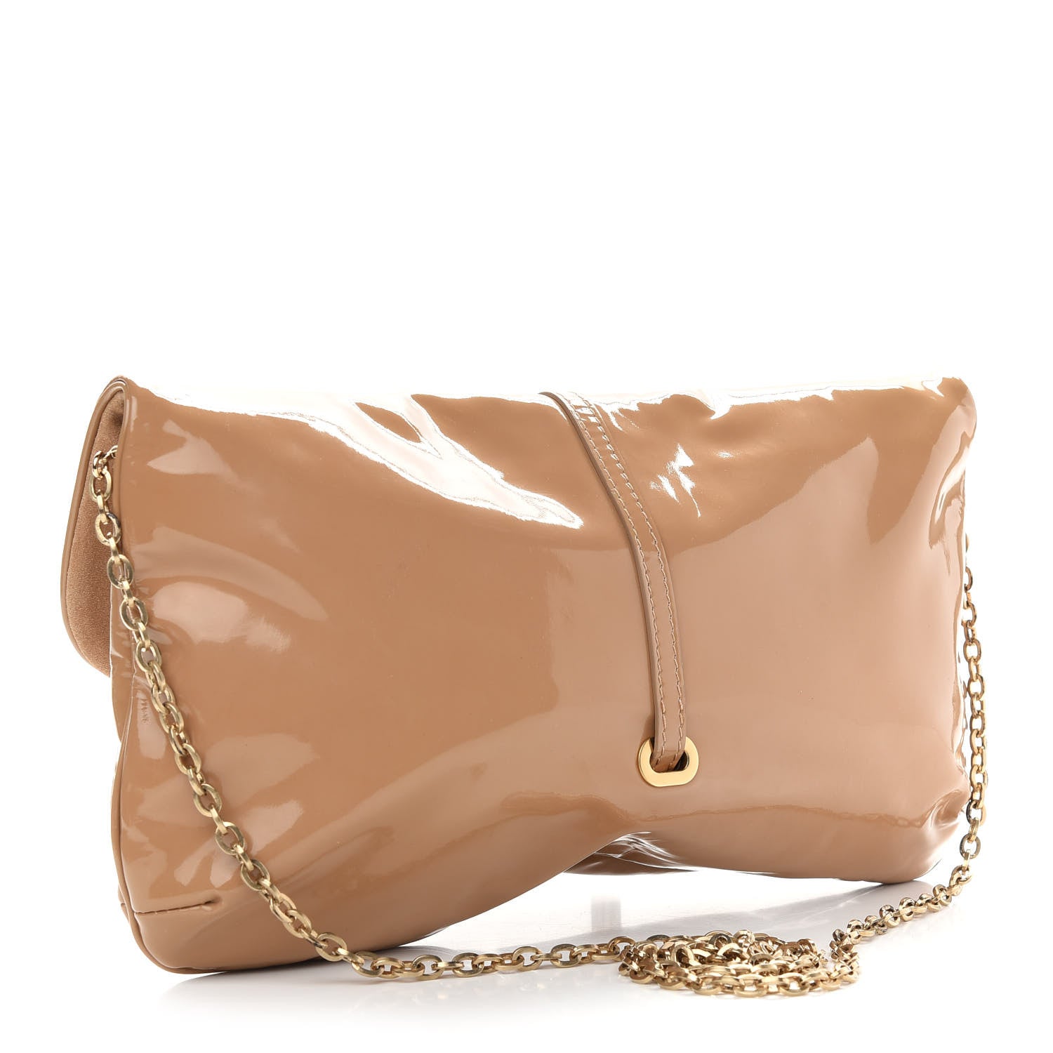 Jimmy Choo Patent Chain Clutch Nude 3 of 8