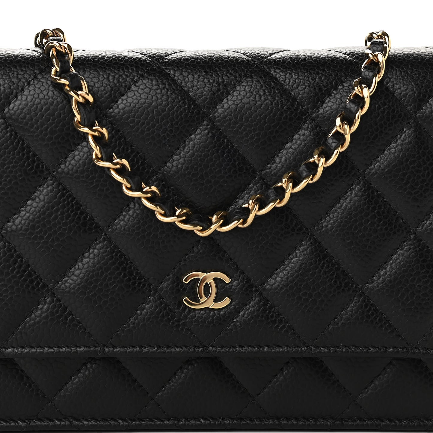 Caviar Quilted Wallet On Chain WOC Black
