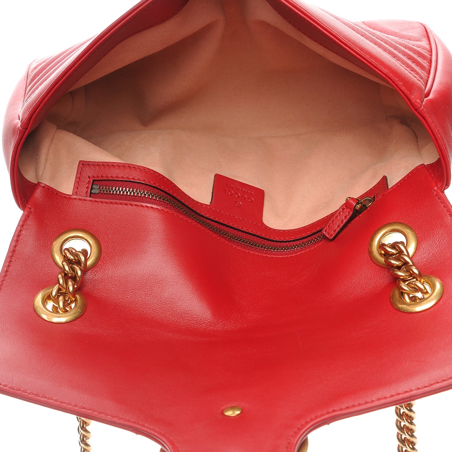 Gucci Calfskin Matelasse Small GG Marmont Shoulder Bag Hibiscus Red 5 of 7