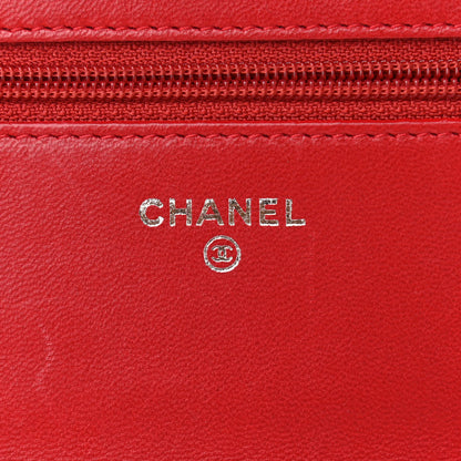 Chanel Lambskin Quilted Boy Wallet On Chain WOC Red 5 of 12