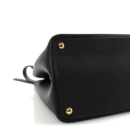 Prada Saffiano Cuir Large Double Bag Black Fuoco 8 of 9