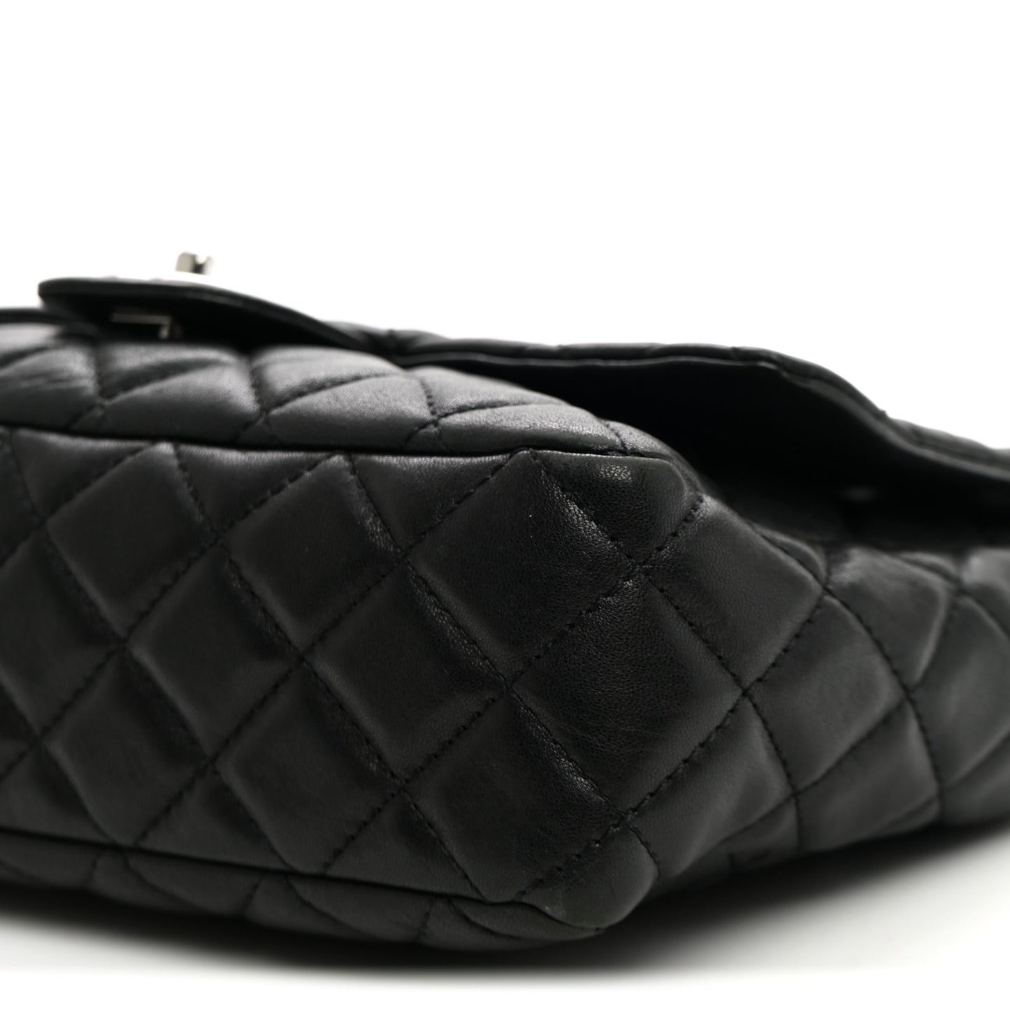 Washed Lambskin Quilted Bijoux Chain Jumbo Single Flap Black