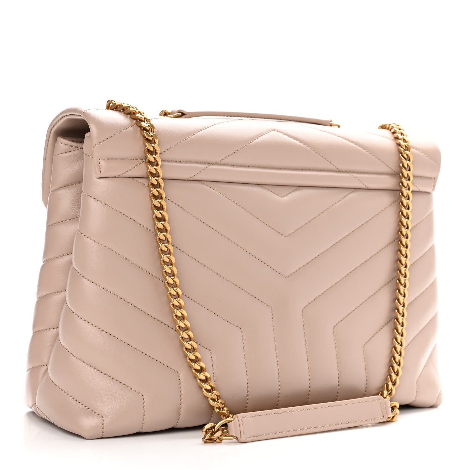 Saint Laurent Calfskin Y Quilted Monogram Medium Loulou Chain Satchel Light Natural 2 of 12