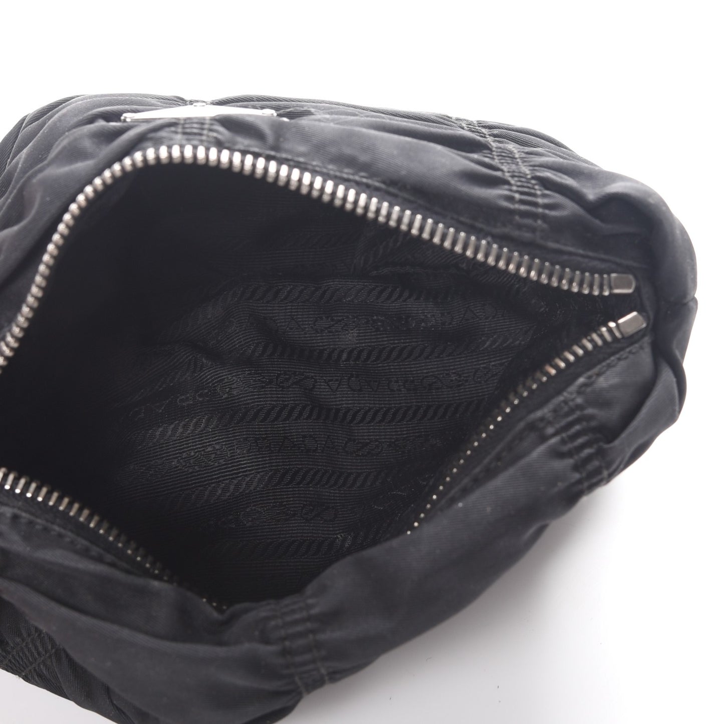 Tessuto Nylon Gaufre Cosmetic Pouch Nero Black