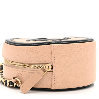Chanel Caviar Quilted Round Filigree Crossbody Beige Black 9 of 10